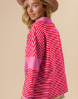 BiBi Striped Contrast Long Sleeve Knit Top