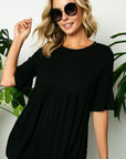 e Luna PLUS Solid Ruffled Sleeve Loose Top