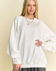 Davi & Dani Round Neck Raglan Sleeve Sweatshirt