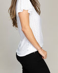 Embroidered Eyelet Blouse with Ruffle - Online Only