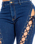 American Bazi High Rise Lace Up Jeans