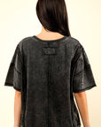 VERY J Round Neck Exposed Seam Slit T-Shirt