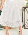 ADORA Elastic Waist Lace Midi Skirt