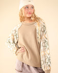 VERY J Printed Long Sleeve Round Neck Knit Top