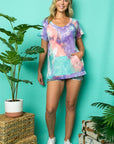 e Luna Tie Dye Thermal V-Neck Top