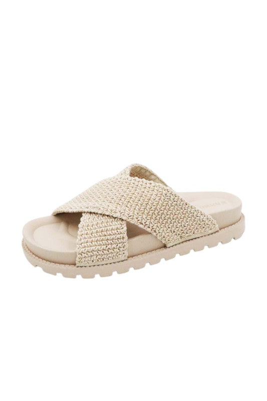 Knit Strap Casual Slide Sandals - Online Only