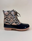 Lace Up Winter Rain Boot in Animal Print