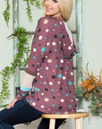 Celeste Full Size Polka Dot Drawstring Hoodie