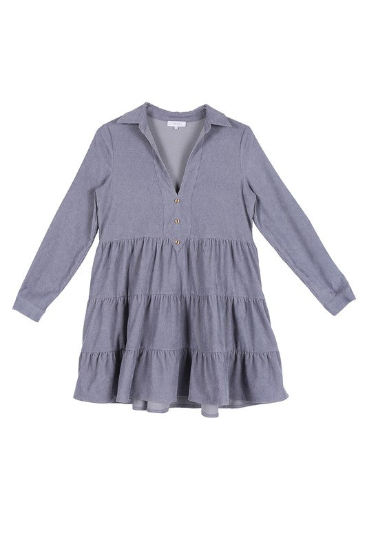 Corduroy Tiered Dress - Online Only