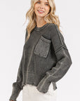 Mittoshop Distressed Hem Round Neck Dropped Shoulder Sweater