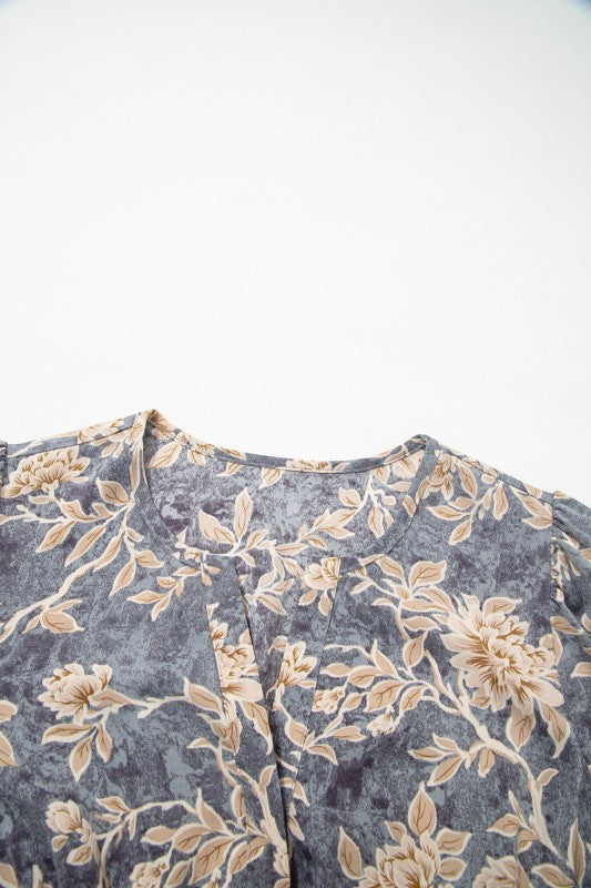 Floral Smocked High Waist Long Sleeve Dress