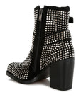 Babbon Studded Harness Detail Ankle Boots