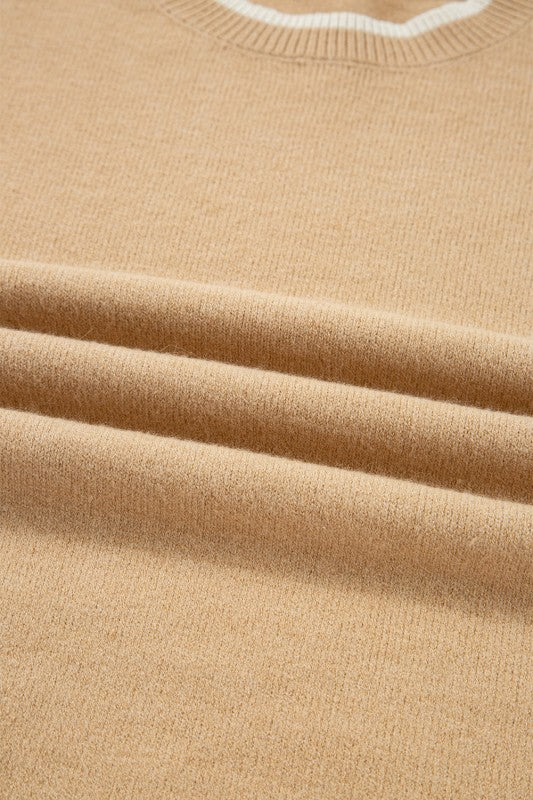 Ava Cuff Contrast Trim Sweater