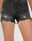 RISEN Full Size Mid Rise Raw Hem Denim Shorts