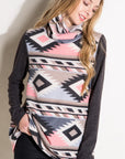 e Luna PLUS Aztec Mixed Turtle Neck Top