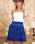 Rhinestone Suede Fringe Skirt