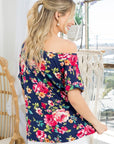 e Luna Allover Floral One Shoulder Top