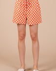 Ces Femme Checkered Round Neck Top and Shorts Set