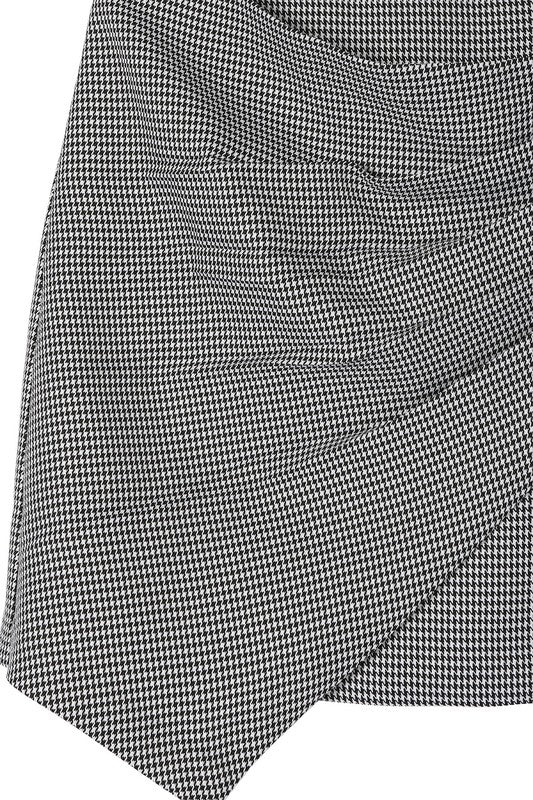 Lilou Houndstooth Shirred Wrap Skirt