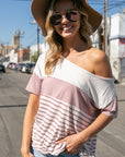 e Luna PLUS Stripe Mix One Shoulder Top