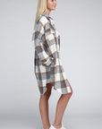 Plaid Flap Pocket Drop Shoulder Shirt