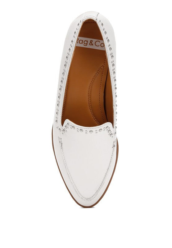 Wolferton Delicate Stud Detail Leather Loafers