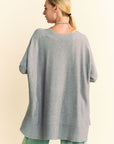 Davi & Dani Round Neck Dropped Shoulder Long Sleeve Knit Top