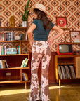 Mocha Cow Print Flared Pants