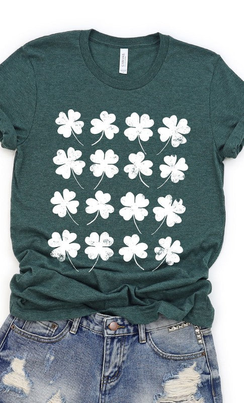 Distressed Clover Grid Graphic Tee