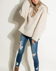 e Luna Fuzzy Faux Fur Oversized Sweatshirt