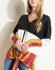 e Luna Brushed Hacci Striped Casual Top