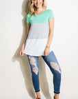 e Luna PLUS Striped Solid Color Block Top