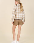 Plaid Cropped Shacket w/ Pockets - Online Only
