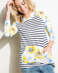 e Luna Striped Floral Mix Sweatshirt