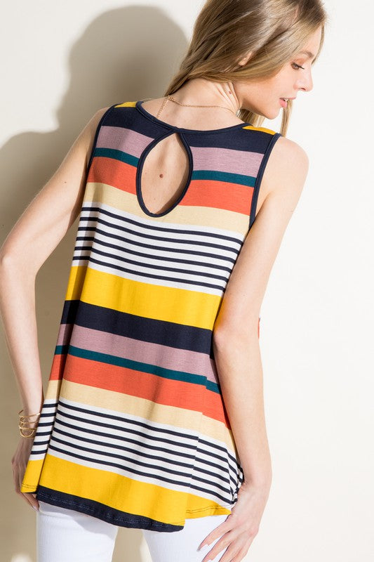 e Luna Multi Stripe Jersey Tank Top