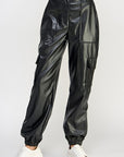 Relaxed Vegan Leather Cargo Pants