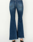 RISEN Full Size High Rise Side Shadow Seam Detail Slit Flare Jeans