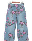 Floral Denim Wide Leg Jeans