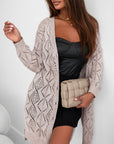 Solid Openwork Knit Button-Up Cardigan