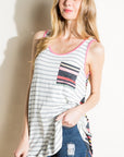 e Luna Mixed Stripe Pocket Tank Top