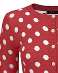 Polka Dot Jacquard 3/4 Sleeve Sweater Cardigan