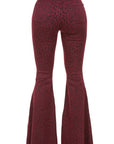 GJG Denim Leopard Bell Bottom Jean in Burgundy