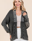 Mittoshop Contrast Patch Open Front Mineral Wash Cardigan