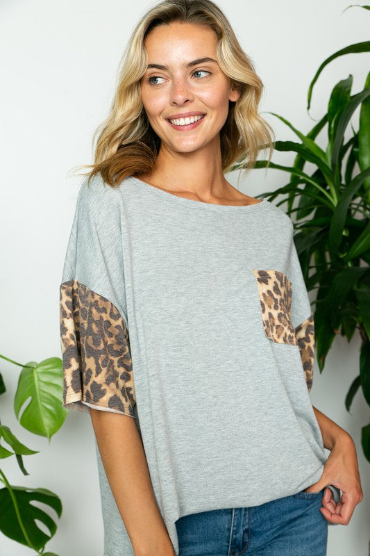 e Luna Terry Solid Animal Boxy Top