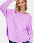 Zenana Round Neck Thumbhole Long Sleeve T-Shirt