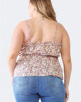 Zenobia Plus Size Frill Floral Square Neck Cami