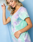 e Luna Tie Dye Thermal V-Neck Top