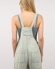 VERY J Washed Frayed Hem Denim Overall