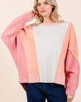 Mittoshop Mineral Wash Color Block Sweatshirt