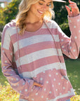 Plus Polka Dot Stripe Mix Sweatshirt - Online Only